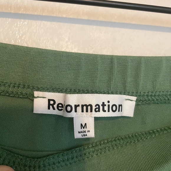 Reformation Foster Knit midi skirt green M organic cotton minimalist classic - Picture 4 of 5